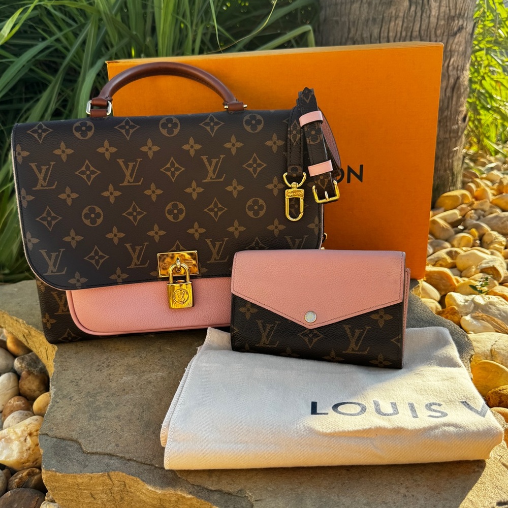 Louis Vuitton Marignan Rose handbag & Pallas Compact Wallet Matching Set w/ Box